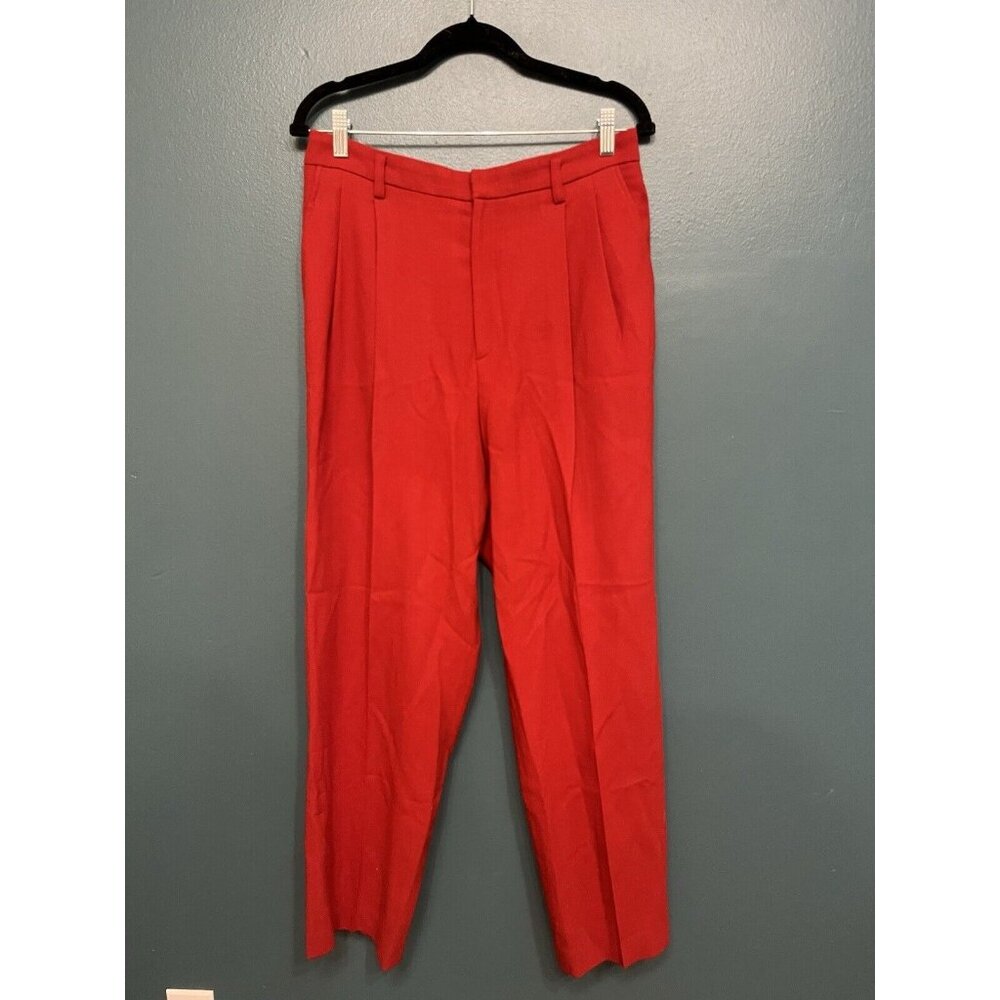 Vintage Linda Allard Ellen tracy 100% wool red Trousers pleated size 12